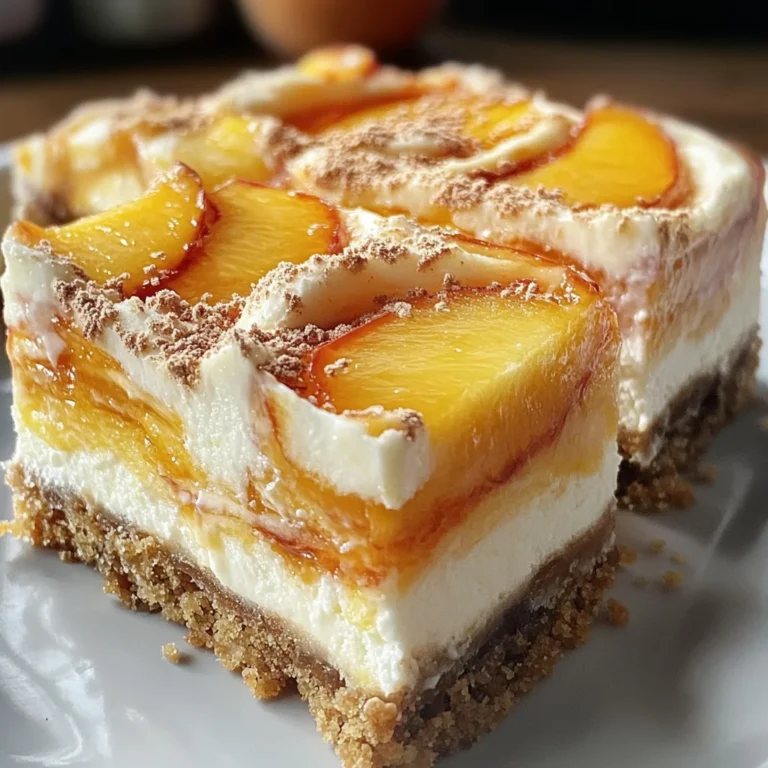 No-Bake Frozen Peach Cheesecake Bars
