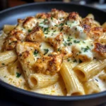 Mozzarella Cajun Chicken Rigatoni in Garlic Cheese Sauce